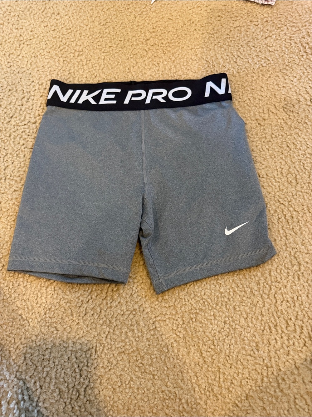 Nike Gray Compression Training Shorts with Black Logo Waistband